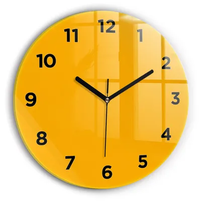 Produktbild von Wallfluent Wanduhr – Stilles Quarzuhrwerk - Uhr Dekoration Wohnzimmer Schlafzimmer Küche - Zifferblatt - schwarze Zeiger - 30 cm - Dunkelgelb