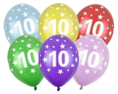 Zdjęcie produktu dla PartyDeco Balony 30cm, CYFRA 10 Metaliczne 1op/50szt