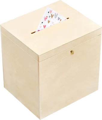 Immagine prodotto di Creative Deco Scatola Porta Buste in Legno per Matrimonio | 29x25x30 cm | Salvadanaio non Apribile con Coperchio, Serratura e Chiave | Scatola Regalo