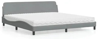 Image de vidaXL Lit avec matelas "Dover" gris clair 200x200 cm Tissu