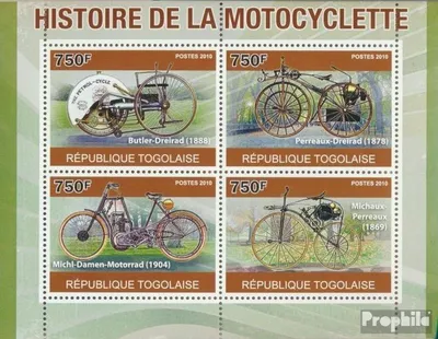 Produktbild von Briefmarken Togo 2010 Mi 3754-3757 Kleinbogen (kompl. Ausgabe) postfrisch Motorradgeschichte