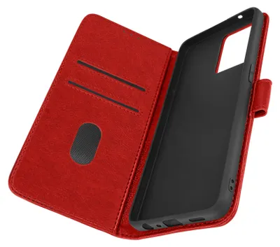 Zdjęcie produktu dla Etui ze sztucznej skóry z funkcją podstawki dla Oppo Reno 7 - czerwone