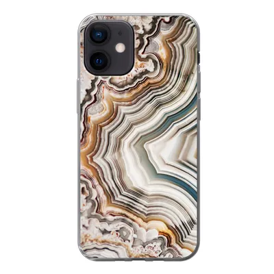 Produktbild von MuchoWow® Handyhülle Schutzhülle Hülle für iPhone 12 Naturstein - Nahaufnahme - Muster Silikon Softcase Handy Hülle - Schutzhülle