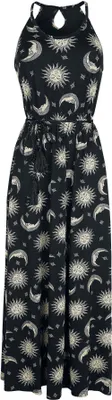 Produktbild von Gothicana by EMP Damen schwarzes Maxikleid mit Sonne, Mond und Sternen S