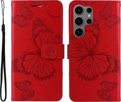 Produktbild von Samsung Galaxy S25 Ultra Hülle - Coverup Schmetterlinge Klapphülle - Rot