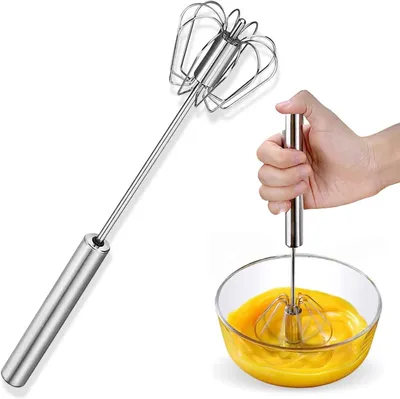 Produktbild von Handschneebesen 30 cm, Edelstahl, semi-automatisch, zum Mischen von Teig