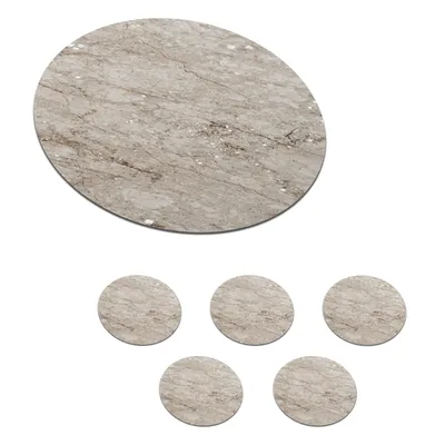 Obrázok produktu pre MuchoWow® Okrúhly sklenený podšálok, sada 6 ks Mramor - kameň - hnedý 10x10x0.3cm Podložky pod poháre - podložky pod nápoje - ochrana stolovej dosky -