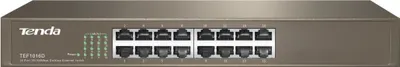 Produktbild von Tenda TEF1016D, Unmanaged, Fast Ethernet (10/100), Vollduplex, Rack-Einbau