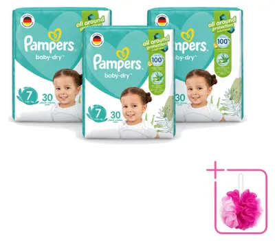 Zdjęcie produktu dla 3 sztuki pieluch dla niemowląt Pampers Active Baby Dry, rozmiar 7 - opakowanie ekonomiczne