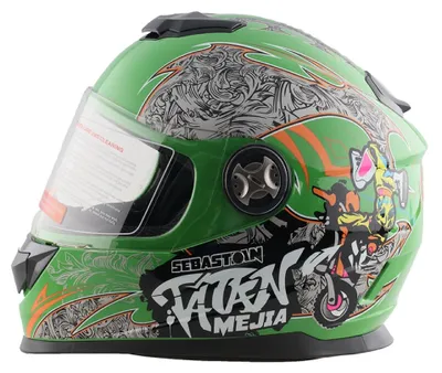 Produktbild von Integralhelm Helm Kinderhelm Motorradhelm Motorrad Crosshelm Mejia Grün Größe XS