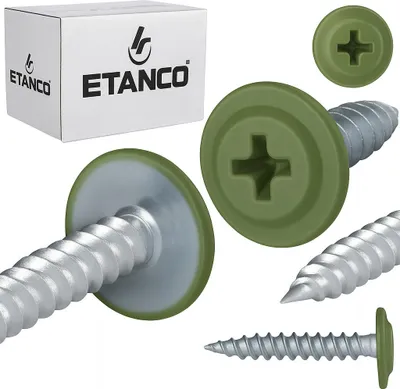 Immagine prodotto di ETANCO GM-S viti autofilettanti per lamiera a testa piatta RAL 6011 verde Reseda 4,2 x 16 mm 250 pz.