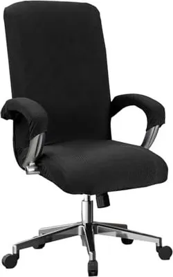 Produktbild von Elastische Stuhlhussen Bürostuhl, Stretch Gaming Stuhl Bezug, Computerstuhl Schonbezüge, Drehstuhl Abdeckung mit Armlehne, Polarfleece-Stuhlbezüge Waschbare Abnehmbare für Office Chair (Schwarz)
