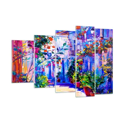 Produktbild von Bilder auf glas - Zuhause blumen straße himmel - 150x100cm - Glasbilder - Wandbilder - Kunstdruck - zum Aufhängen bereit - Wanddekoration aus Glas - Glas Bilder - Wandbild auf Glas - GEG150x100-2850