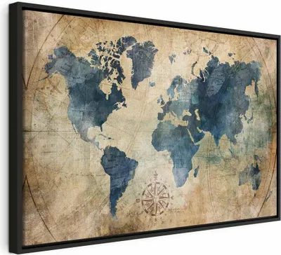 Produktbild von Italienischer Leinwand Leinwandbild - Retro Map (1 Part) Wide 90x60 cm Karten k-A-0415-b-a