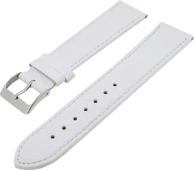 Produktbild von Uhrenarmband Kalbsleder flach mit Naht Weiß 22mm Dornschließe