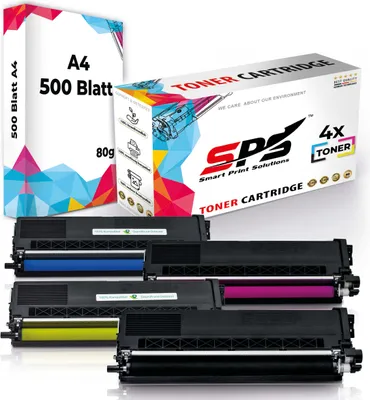 Produktbild von 4x Toner TN-325BK TN-325C TN-325Y TN-325M kompatibel für Brother MFC-9460N + DIN A4 Druckerpapier 500 Blatt