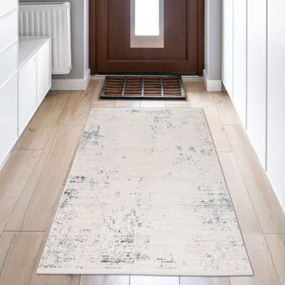 Produktbild von Glänzender Designer Teppich für das Wohnzimmer | blau-weiß Größe - 80 x 150 cm