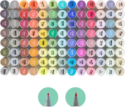 Image de Marqueurs artistiques, double pointe, rechargeables, 104 couleurs