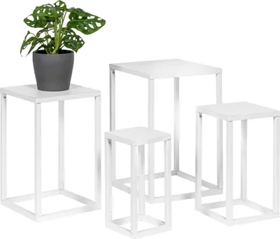 Produktbild von bremermann Blumenhocker 4er-Set, Metall-Blumenständer, Blumensäule weiß