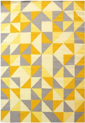 Image de Tapis kilim en laine fait main avec motifs géométriques