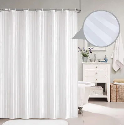 Produktbild von Edler Textil Duschvorhang Gestreift Damast Weiss 120X200 Cm Inkl. Duschvorhangringe Und Beschwerung