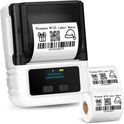 Produktbild von Phomemo M120 Etikettendrucker - Bluetooth-Etikettendrucker Thermoetikettierer Aufkleber Druckgröße 20-50 mm kompatibel mit Handys und PCs