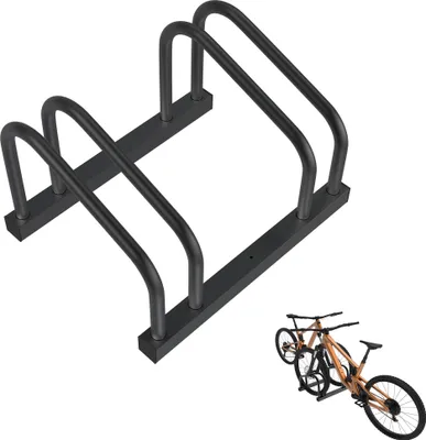 Produktbild von UISEBRT Fahrradständer für 2 Fahrräder – Metall-Mehrfachständer Aufstellständer für E-Bikes & Lastenräder, 37cm Abstand, für 30-65mm Reifenbreite, Schwarz