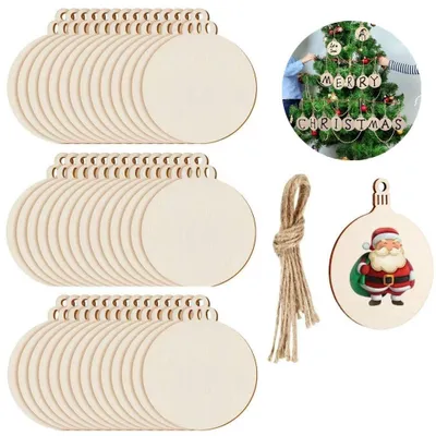 100 Holz-Weihnachtskugeln, 7 cm, rund, zum Basteln und Dekorieren