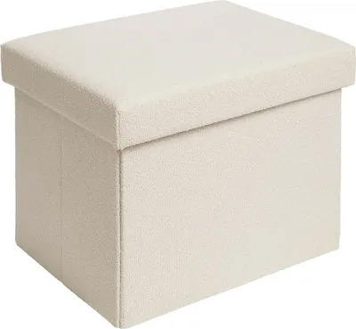 Zdjęcie produktu dla Blumtal Ławka z miejscem do przechowywania - Ławka skrzyniowa z miejscem do przechowywania 41x31x31 - Skrzynia z miejscem do przechowywania - Beżowa kostka do siedzenia