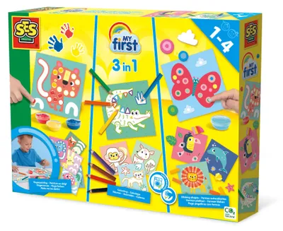 Productafbeelding van SES CREATIVE My first 3-in-1 Finger Painting. Coloring and Self-Adhesive Shapes Kit