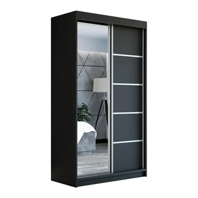 Produktbild von Schwebetürenschrank Kleiderschrank GAP 120 cm Schrank Garderobe Spiegel.Verschiedene Farben (Weiß, Schwarz, Somona). Möbel vom Hersteller!