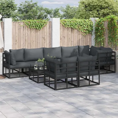 Produktbild von vidaXL Gartensofa-set 8 stk. Schwarz Aluminium