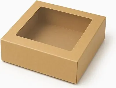 Obrázek produktu pro Magnetická dárková krabička Kraft s okénkem 250 x 250 x 90 mm (vnější rozměry)