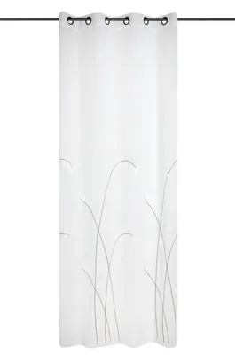 Produktbild von Ösenvorhang Leinenoptik Pampasgras Stickerei weiß 140x260cm