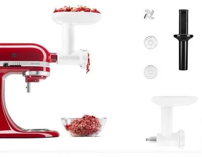 Produktbild von KitchenAid 5KSMFGA, Lebensmittelmühle, Weiß, Kunststoff, Edelstahl, 220 mm, 173 mm, 165 mm