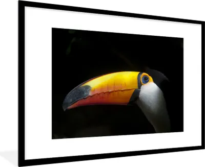 Produktbild von MuchoWow® Gerahmtes Poster Tukan - Vogel - Schnabel 90x60 cm - Poster mit Schwarzem Bilderrahmen Wandposter Rahmen Foto Bilder - Wanddekoration - Fotos