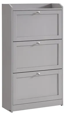 Obrázok produktu pre Skriňa na topánky – 3 úrovne – úložný priestor na topánky – pre 18 párov – sivá – 24 x 60 x 108 cm