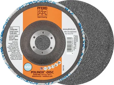 Produktbild von Pferd Schleifrad Polinox Disc PNER-MW 125-C fein Bohrung 22,2mm - 44690723