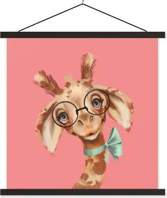 Produktbild von MuchoWow® Textilposter Giraffe - Dschungel - Bogen 120x120 cm mit schwarzem Rahmen - Aufhängungsset