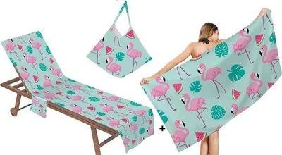 Produktbild von 1 großes Strandtuch, 160x90 cm, 400 g/m² + 1 Handtuchumhang, 210x73 cm, 240 g/m², aus Mikrofaser, schnelltrocknend, saugfähig, Sandtuch, Badematte