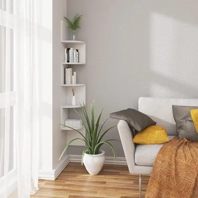 Produktbild von Famanu Wandregal 5 Etagen - Eckenregal 25 x 156 x 25 cm