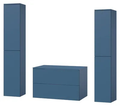 Obrázok produktu pre 3-dielna kúpeľňová zostava: Spodná skrinka + 2 vysoké skrinky, farba Morská modrá (2S 80 + 2D 160 x 2)