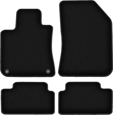 Image de Tapis de sol velours sur-mesure pour Peugeot 308 II (2013-, à hayon) noir, jeu 4 pièces, fixations