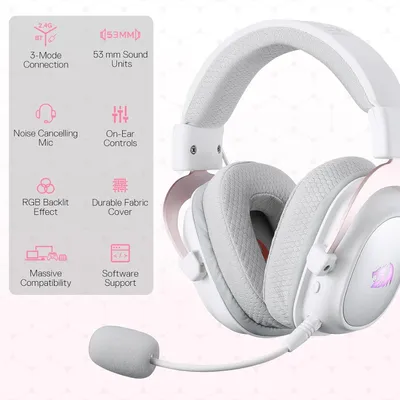 Produktbild von 3-Modus RGB-Gaming-Headset – 7.1 Surround Sound – 53-mm-Audio-Treiber in Memory Foam-Ohrpolstern mit Stoffbezug – Stromversorgung über USB