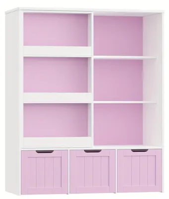 Image de Bibliothèque - Étagère à livres - Meuble de rangement - Meuble à compartiments - Meuble avec tiroirs - Structure en bois