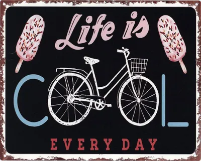 Produktbild von Moritz Deko Blechschild Life Cool Eis Fahrrad 20 x 25 cm  Metallschild Retro Vintage