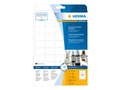 Zdjęcie produktu dla HERMA 8338, Biały, Samoprzylepne etykiety do drukowania, A4, Laser, Na stałe, Matowy