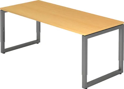 Produktbild von bümö Schreibtisch Serie-R - Nachbildung: Buche, Gestell: Graphit, Größe:  180 x 80 cm