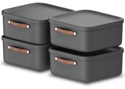 Produktbild von Rotho 4er-Set Aufbewahrungsbox 20 L Maloja - Kunststoffbox mit Deckel - Stapelbox 39,5 x 38,0 x 17,7 cm - Plastikbox Ordnungsbox Allzweckkiste
