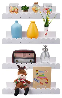 Wandregale für Kinderzimmer, 4er-Set, Naturholz, 15 Zoll
